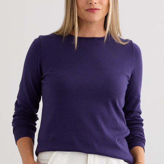 Women's Organic All-cotton Roll Neck Sweater - Violet Blue