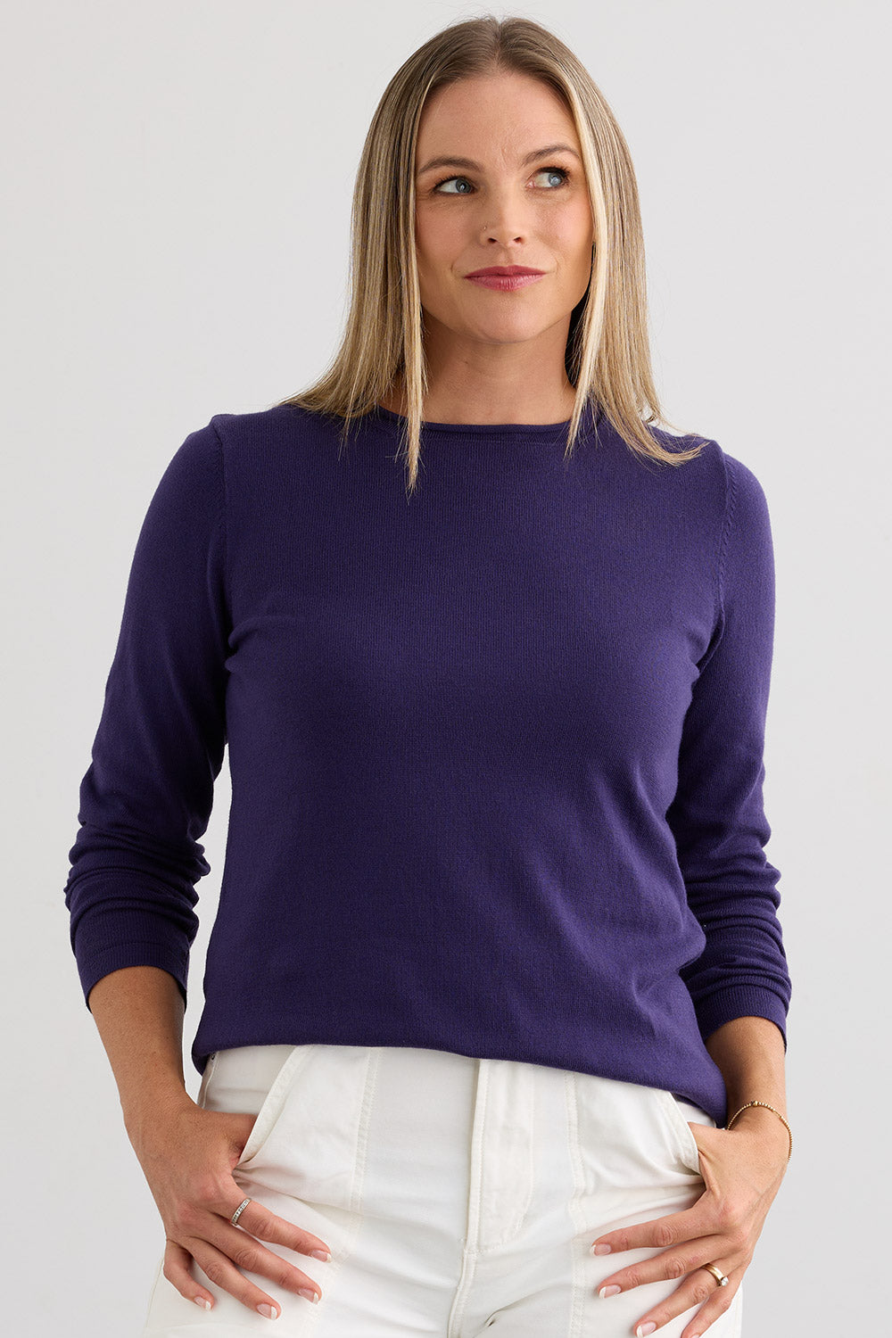 Women's Organic All-cotton Roll Neck Sweater - Violet Blue