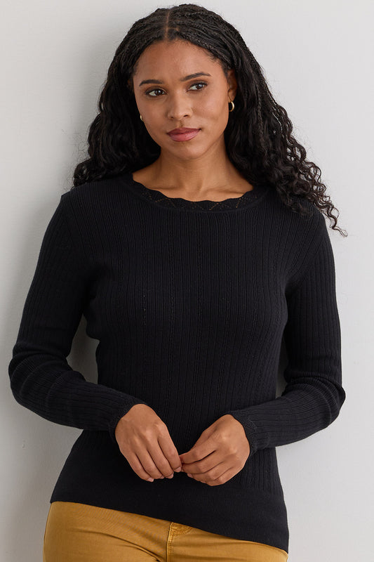 Women's Organic Cotton Cable Rib Crew Neck Sweater