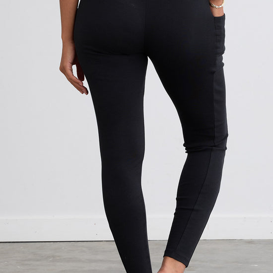 Women's Organic All Cotton Leggings with Pockets (Updated) - Black