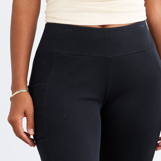 Women's Organic All Cotton Leggings with Pockets (Updated) - Black
