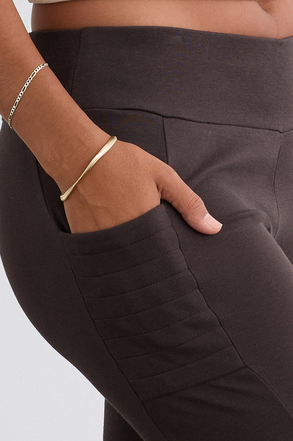 Women's Organic All Cotton Leggings with Pockets (Updated) - Dark Chocolate