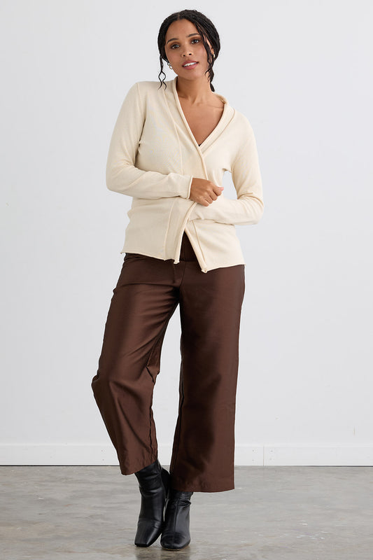 Women's Organic All-cotton Open Wrap Cardigan Sweater - Undyed
