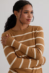 Women's Organic All-cotton Stripe Roll Neck Sweater - Camel Undyed