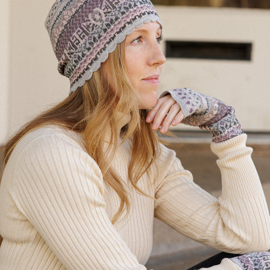 Highlands Pattern Alpaca Blend Hand Warmers - Grey