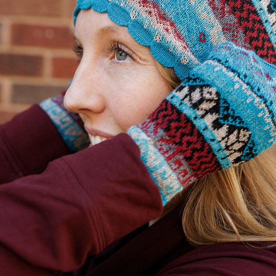 Highlands Pattern Alpaca Blend Hand Warmers - Turquoise