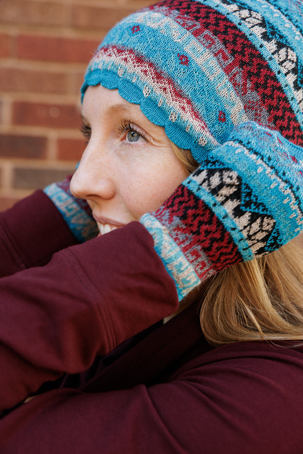 Highlands Pattern Alpaca Blend Hand Warmers - Turquoise
