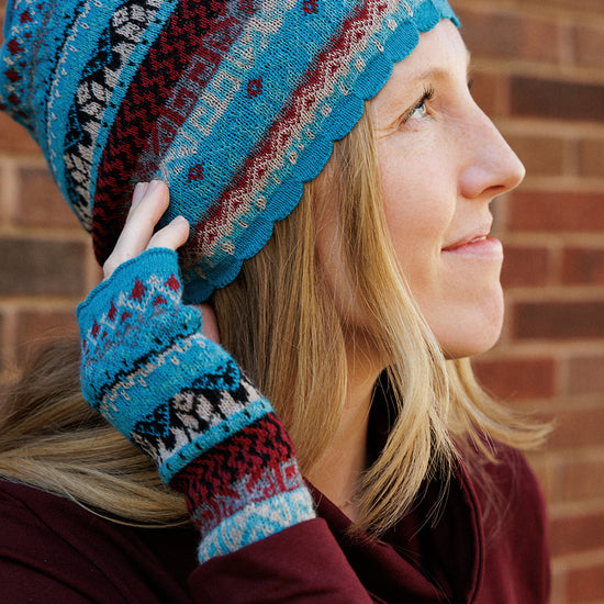 Highlands Pattern Alpaca Blend Hat - Turquoise
