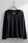 Women's Organic Cotton Scoop Neck Long Sleeve Tee - Black