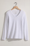 Women's Organic Cotton Long Sleeve V-Neck T-Shirt - White