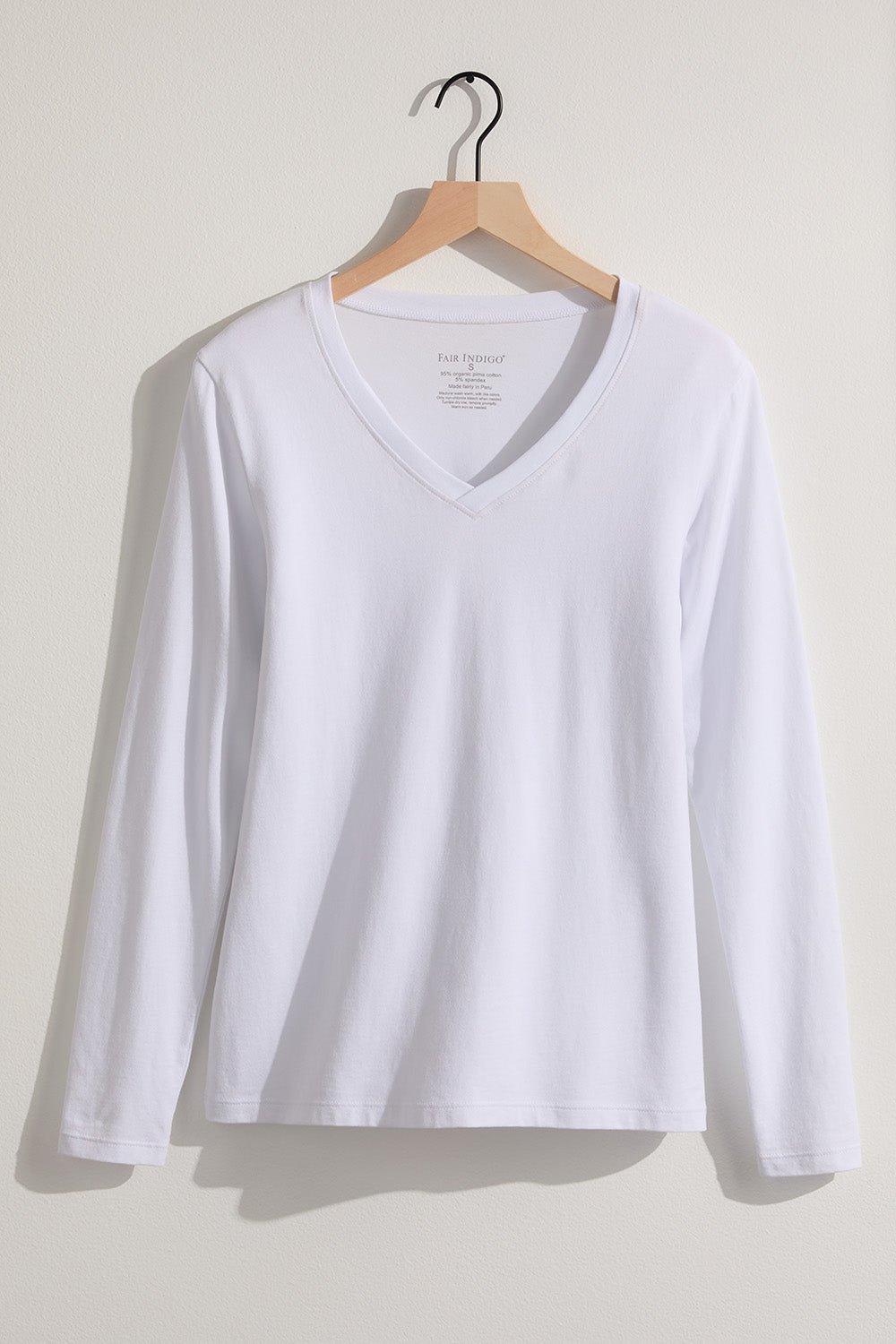 Women's Organic Cotton Long Sleeve V-Neck T-Shirt - White