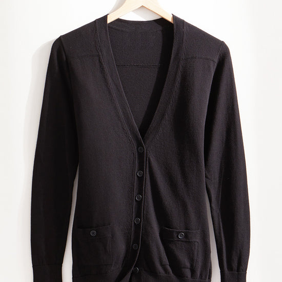 Women's Organic Boyfriend Cardigan Sweater - Black