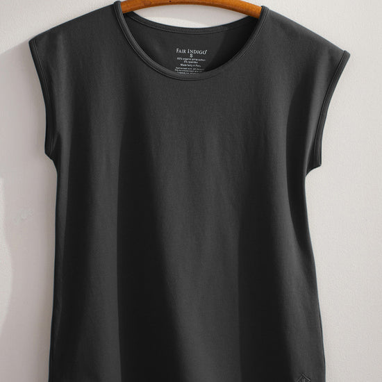 Women's Organic Cotton Cap Sleeve Easy Tee - Black