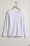 Women's Luxe 100% Organic Cotton Jewel Neck Long Sleeve Tee - White