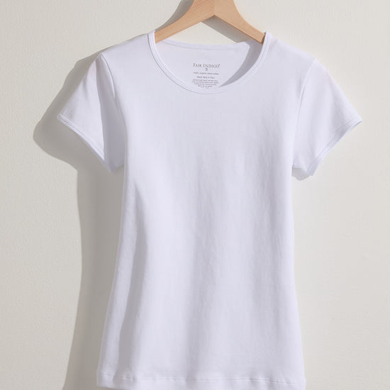 Women's Luxe 100% Organic Cotton Jewel Neck Tee - White