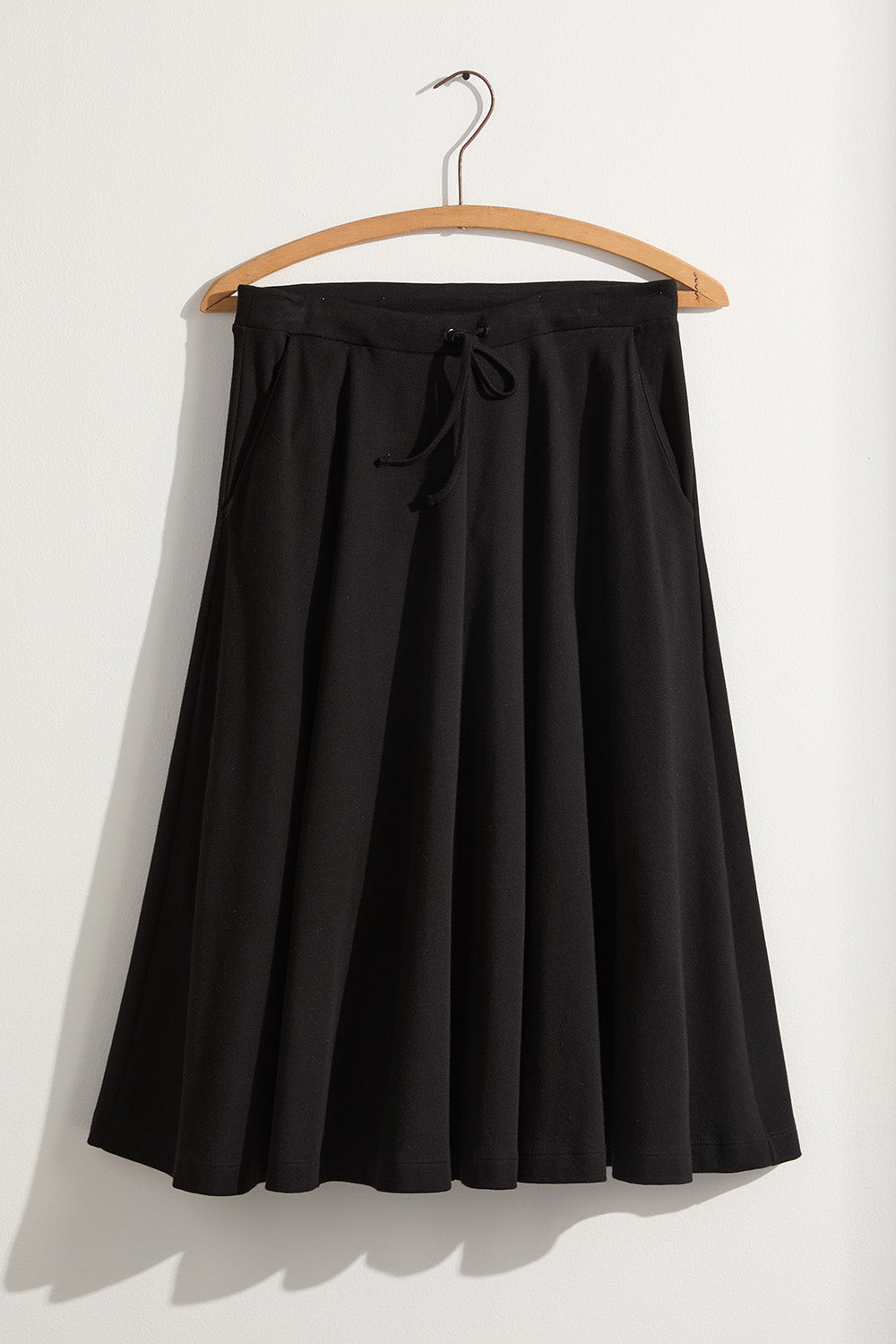 Women's 100% Organic Cotton Midi Skirt with Pockets - Black