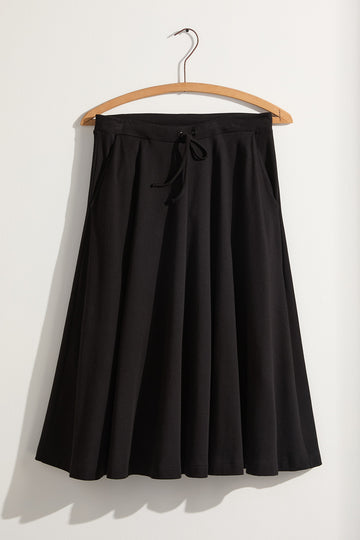 Women's 100% Organic Cotton Midi Skirt with Pockets - Black
