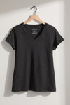 Women's 100% Organic Cotton Relaxed V-neck T-shirt - Dark Charcoal Heather