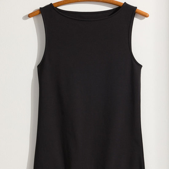 Women's Luxe 100% Organic Cotton Sleeveless Boat Neck Tee - Black