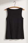 Women's Luxe 100% Organic Cotton Sleeveless Boat Neck Tee - Black