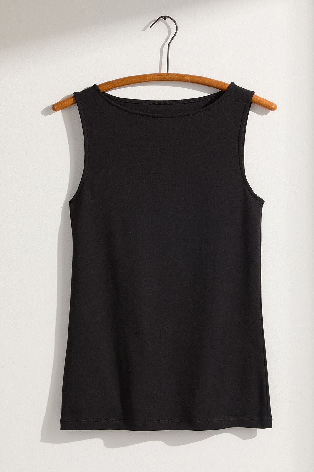 Women's Luxe 100% Organic Cotton Sleeveless Boat Neck Tee - Black