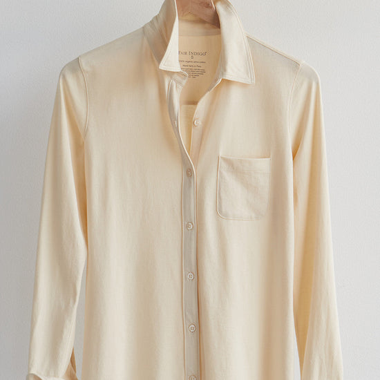 Women's 100% Organic Cotton Knit Button Down Shirt - Undyed