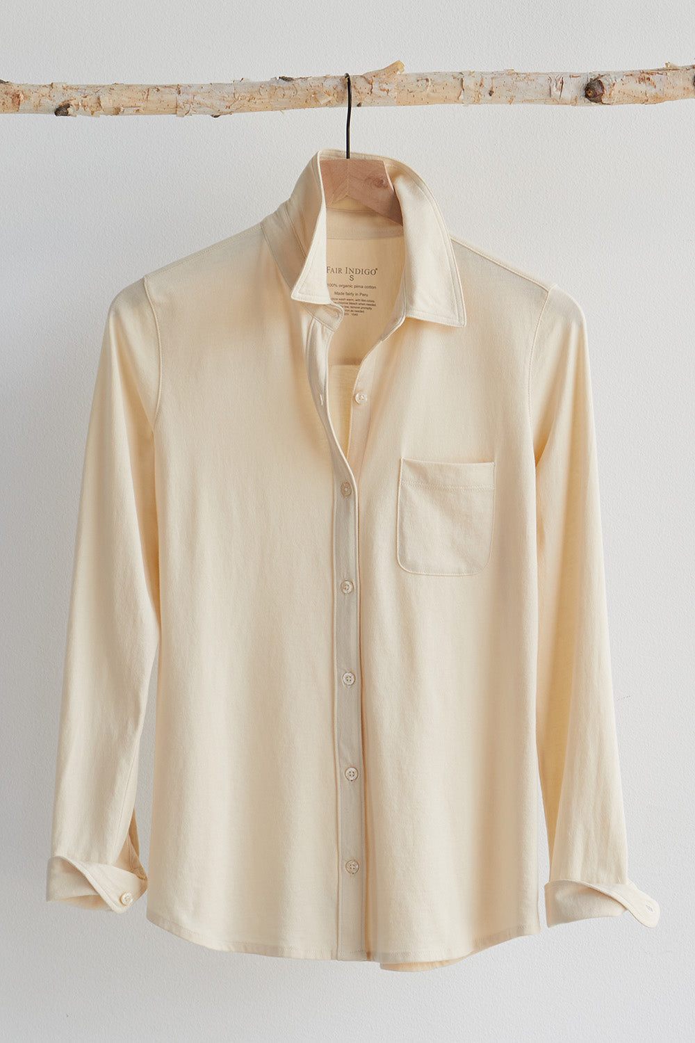Women's 100% Organic Cotton Knit Button Down Shirt - Undyed