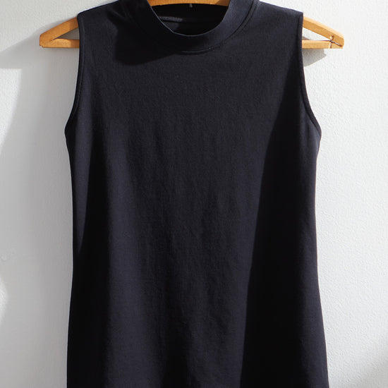 Women's Organic Cotton Sleeveless Mock Neck Top - Black