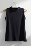 Women's Organic Cotton Sleeveless Mock Neck Top - Black