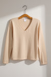 Women's Organic Cotton Relaxed V-Neck Sweater - Undyed