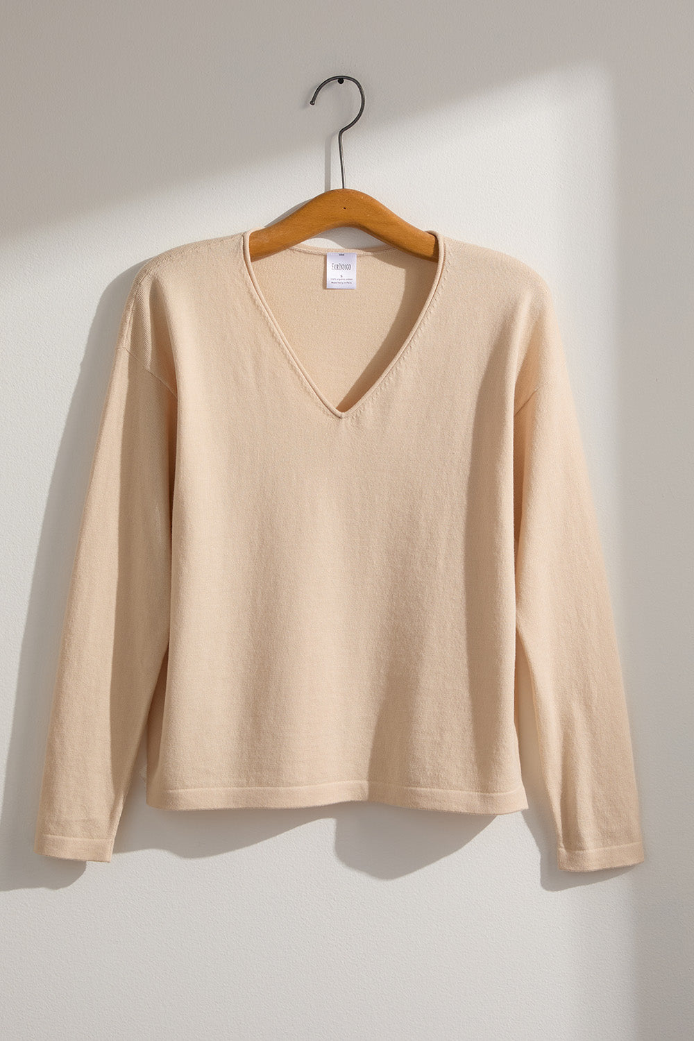 Women's Organic Cotton Relaxed V-Neck Sweater - Undyed