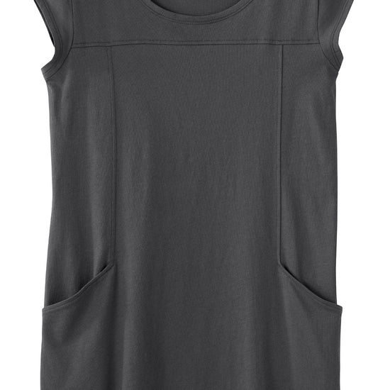 Women's Organic Cotton Cap Sleeve Tunic with Pockets - Titanium