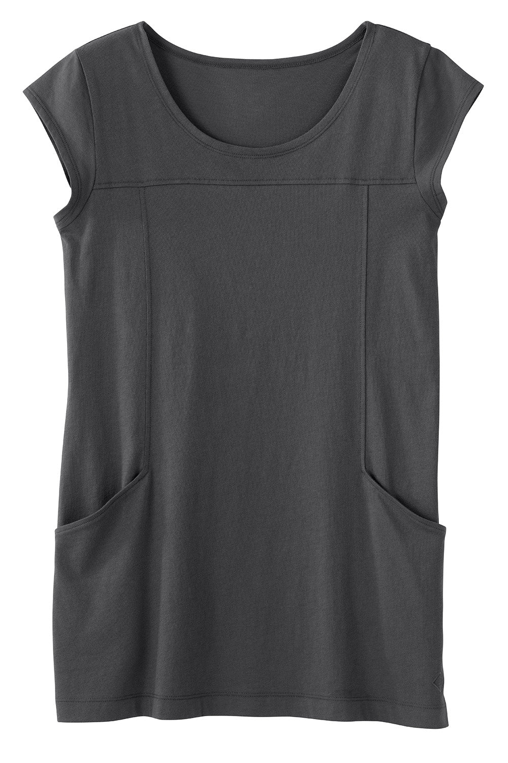 Women's Organic Cotton Cap Sleeve Tunic with Pockets - Titanium