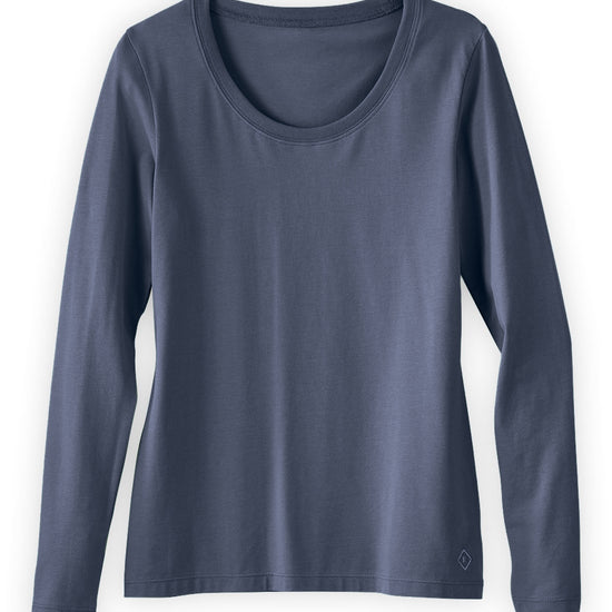 Women's Organic Cotton Scoop Neck Long Sleeve Tee - Slate