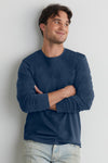 Men's 100% Organic Cotton Long Sleeve Crew Neck T-shirt - Indigo