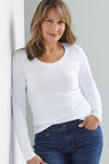 Women's Organic Cotton Scoop Neck Long Sleeve Tee - White