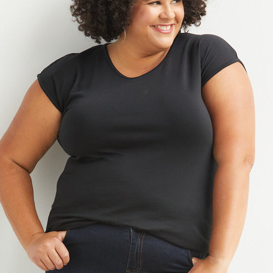 Women's Organic Cotton Cap Sleeve Easy Tee - Black