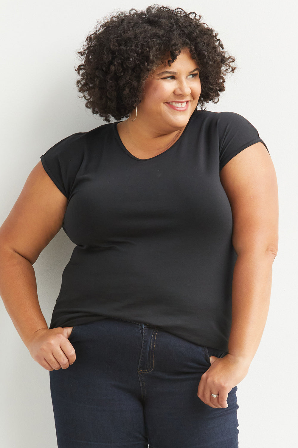 Women's Organic Cotton Cap Sleeve Easy Tee - Black