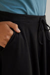 Women's 100% Organic Cotton Midi Skirt with Pockets - Black