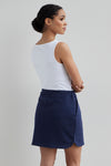 Women's Luxe 100% Organic Cotton Sleeveless Boat Neck Tee - Midnight Navy White