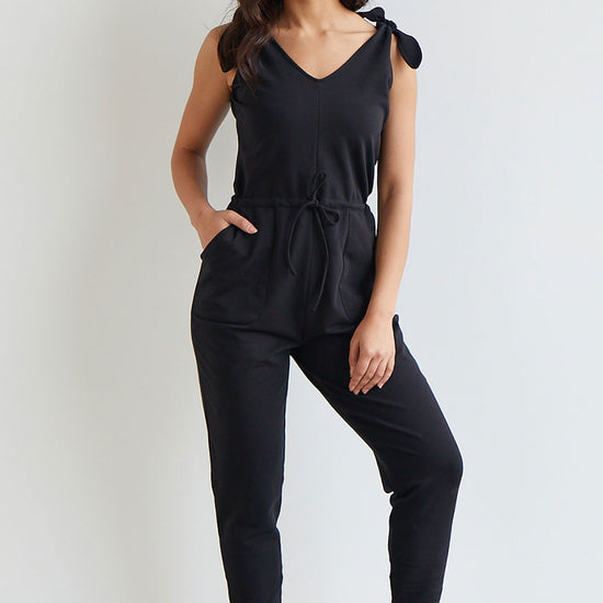 Women's Organic French Terry Jumpsuit - Black