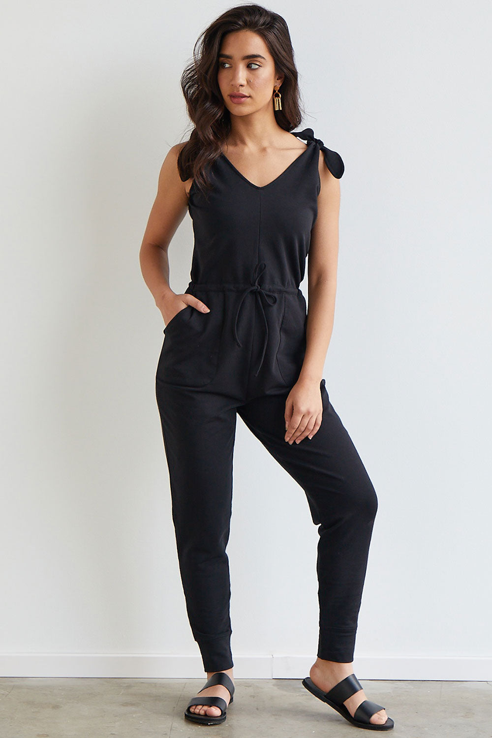 Women's Organic French Terry Jumpsuit - Black