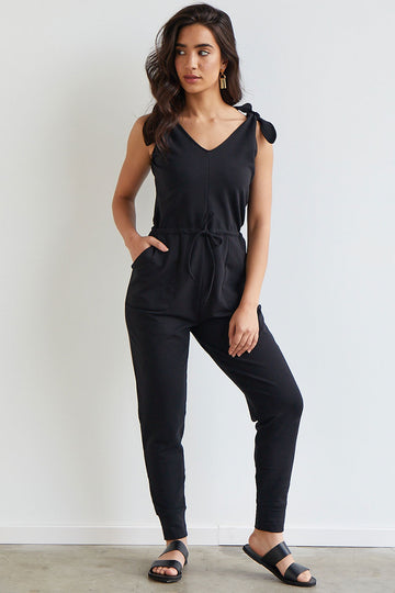 Women's Organic French Terry Jumpsuit - Black