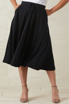 Women's 100% Organic Cotton Midi Skirt with Pockets - Midnight Navy